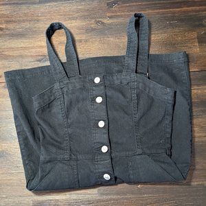 H&M Divided Black Denim Button Front Overall Dress
